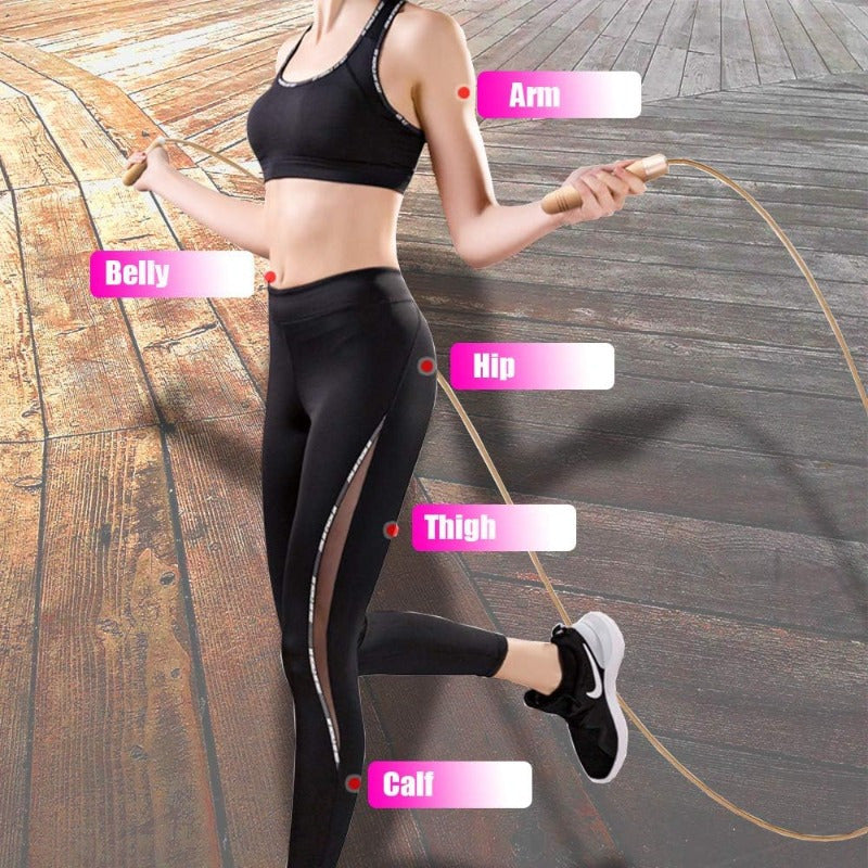 Ahomie Jump Rope Adjustable Skipping Jumping Ropes, with Rotary Bearing and Pure Wood Handles, for Gym & Home Fitness Workouts