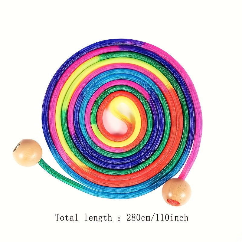 1pc Colourful Jump Rope Wooden Adjustable Ball Rope Handle Sports Fitness Sporting Goods