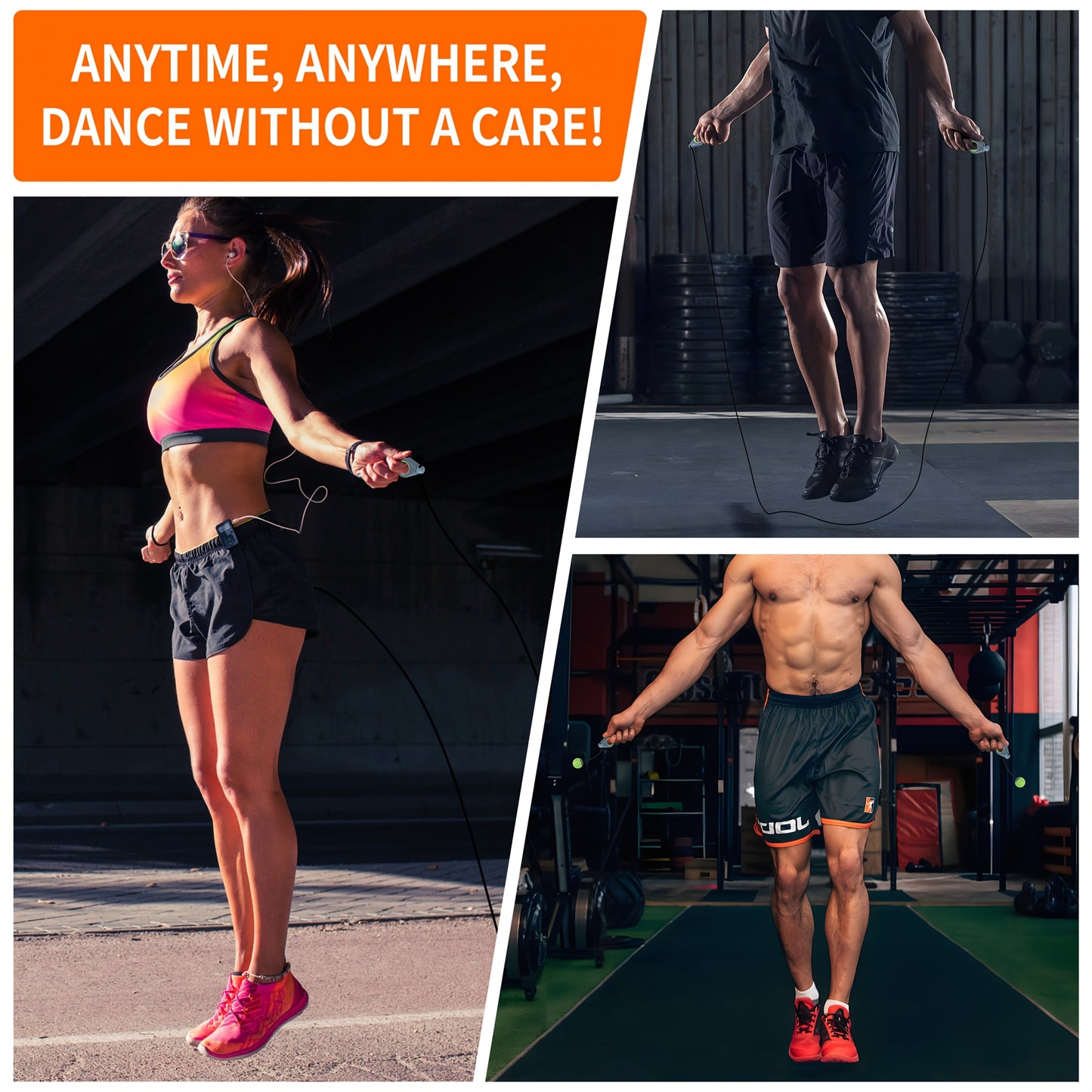 Unlike Traditional Skipping Rope, This Jump Rope Is Cordless, Built-in Stainless Steel Bearing Which Is Durable, 360 Degree Rotation And Tangle Free.No Worry About Hitting Your Legs Or Tripping.