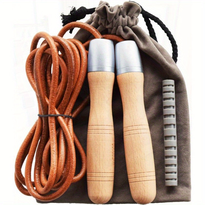 Ahomie Jump Rope Adjustable Skipping Jumping Ropes, with Rotary Bearing and Pure Wood Handles, for Gym & Home Fitness Workouts