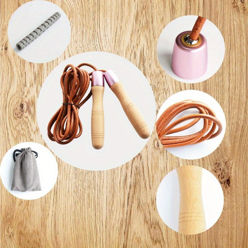 Ahomie Jump Rope Adjustable Skipping Jumping Ropes, with Rotary Bearing and Pure Wood Handles, for Gym & Home Fitness Workouts