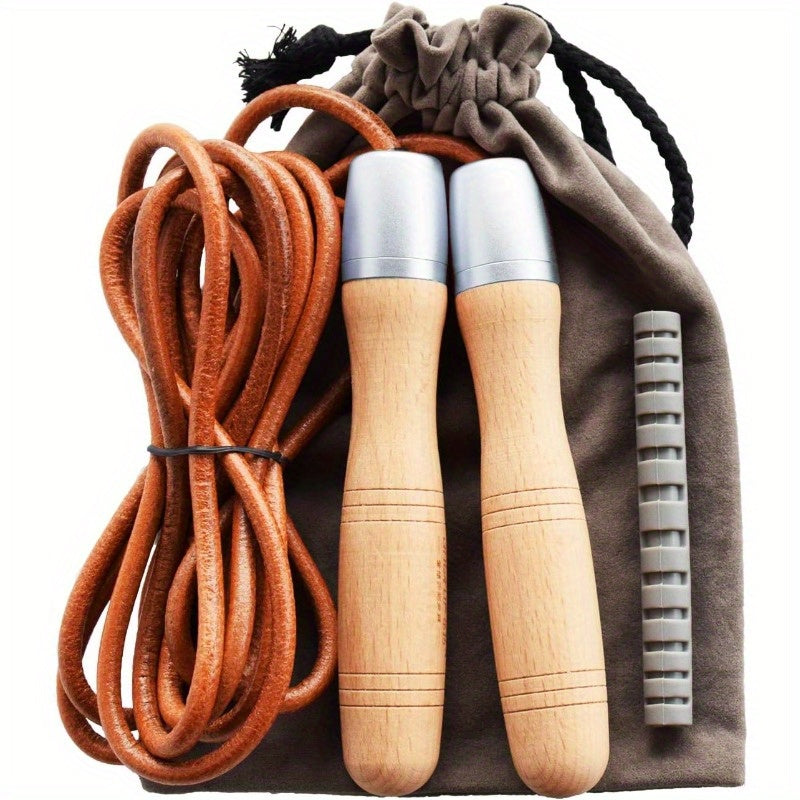 Ahomie Jump Rope Adjustable Skipping Jumping Ropes, with Rotary Bearing and Pure Wood Handles, for Gym & Home Fitness Workouts
