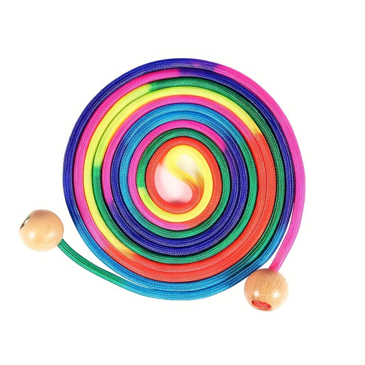 1pc Colourful Jump Rope Wooden Adjustable Ball Rope Handle Sports Fitness Sporting Goods