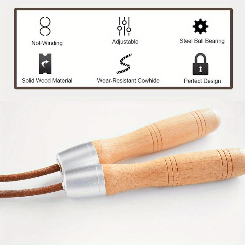 Ahomie Jump Rope Adjustable Skipping Jumping Ropes, with Rotary Bearing and Pure Wood Handles, for Gym & Home Fitness Workouts