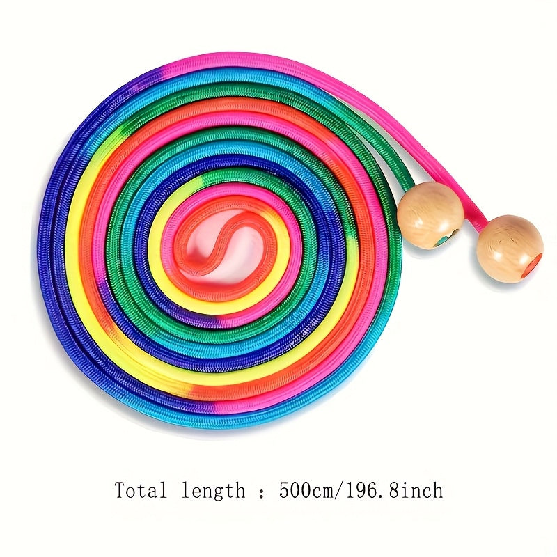 1pc Colourful Jump Rope Wooden Adjustable Ball Rope Handle Sports Fitness Sporting Goods