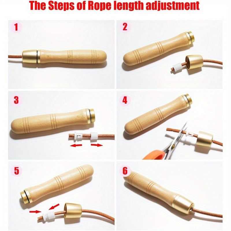 Ahomie Jump Rope Adjustable Skipping Jumping Ropes, with Rotary Bearing and Pure Wood Handles, for Gym & Home Fitness Workouts