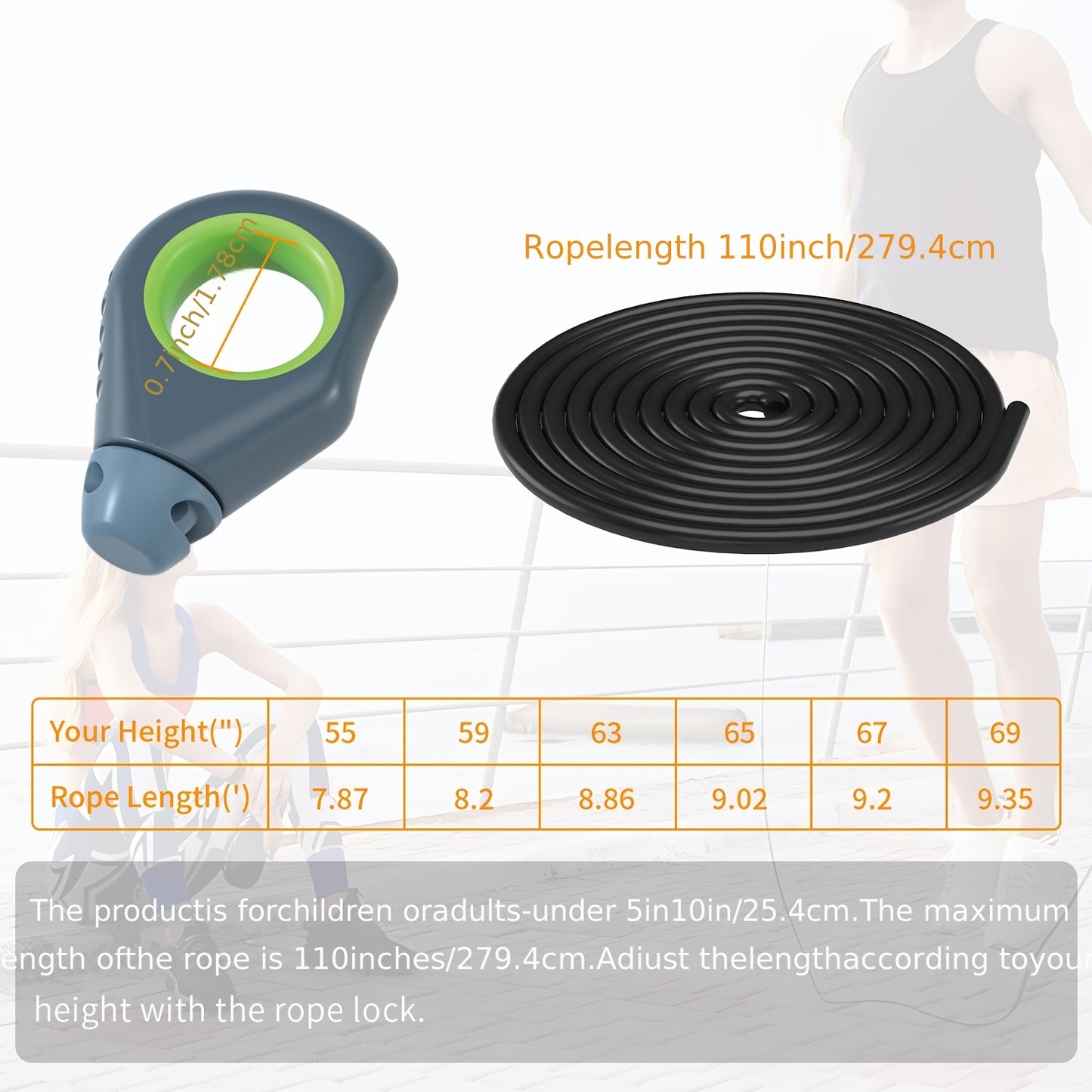 Unlike Traditional Skipping Rope, This Jump Rope Is Cordless, Built-in Stainless Steel Bearing Which Is Durable, 360 Degree Rotation And Tangle Free.No Worry About Hitting Your Legs Or Tripping.