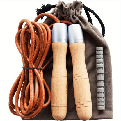 Ahomie Jump Rope Adjustable Skipping Jumping Ropes, with Rotary Bearing and Pure Wood Handles, for Gym & Home Fitness Workouts