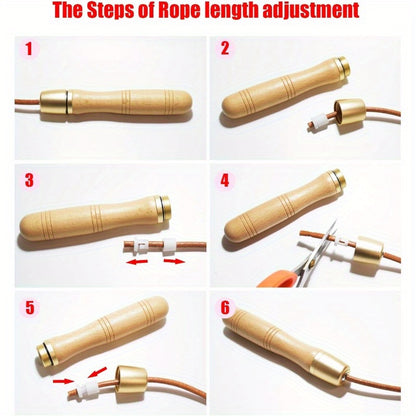 Ahomie Jump Rope Adjustable Skipping Jumping Ropes, with Rotary Bearing and Pure Wood Handles, for Gym & Home Fitness Workouts